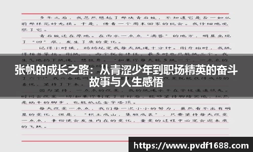 张帆的成长之路：从青涩少年到职场精英的奋斗故事与人生感悟